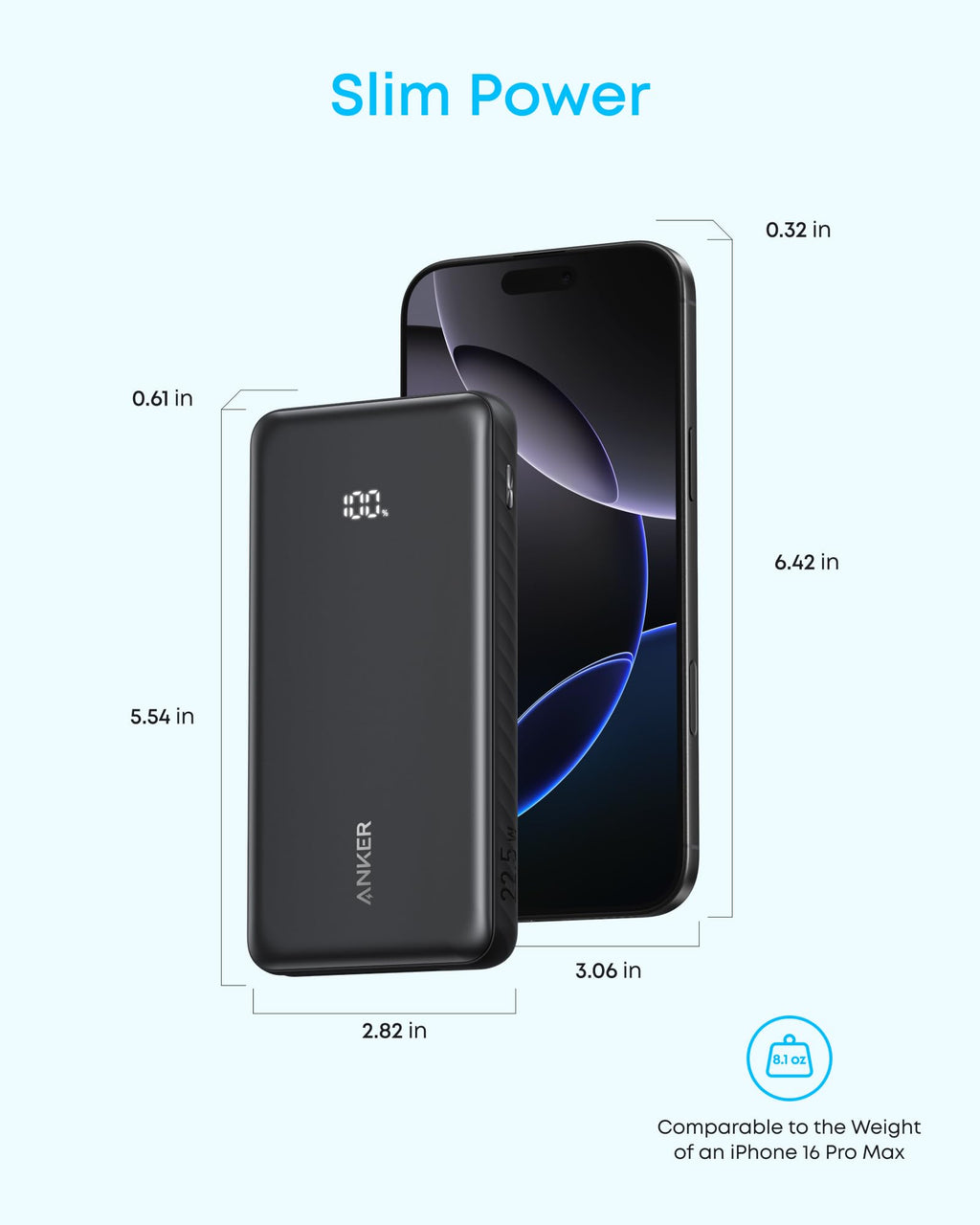 Anker Zolo Powerbank 10,000mAh 22.5W Portable Charger with Built-in USB-C Cable for iPhone 16/17 Series, iPad, Galaxy, Pixel and More (White)