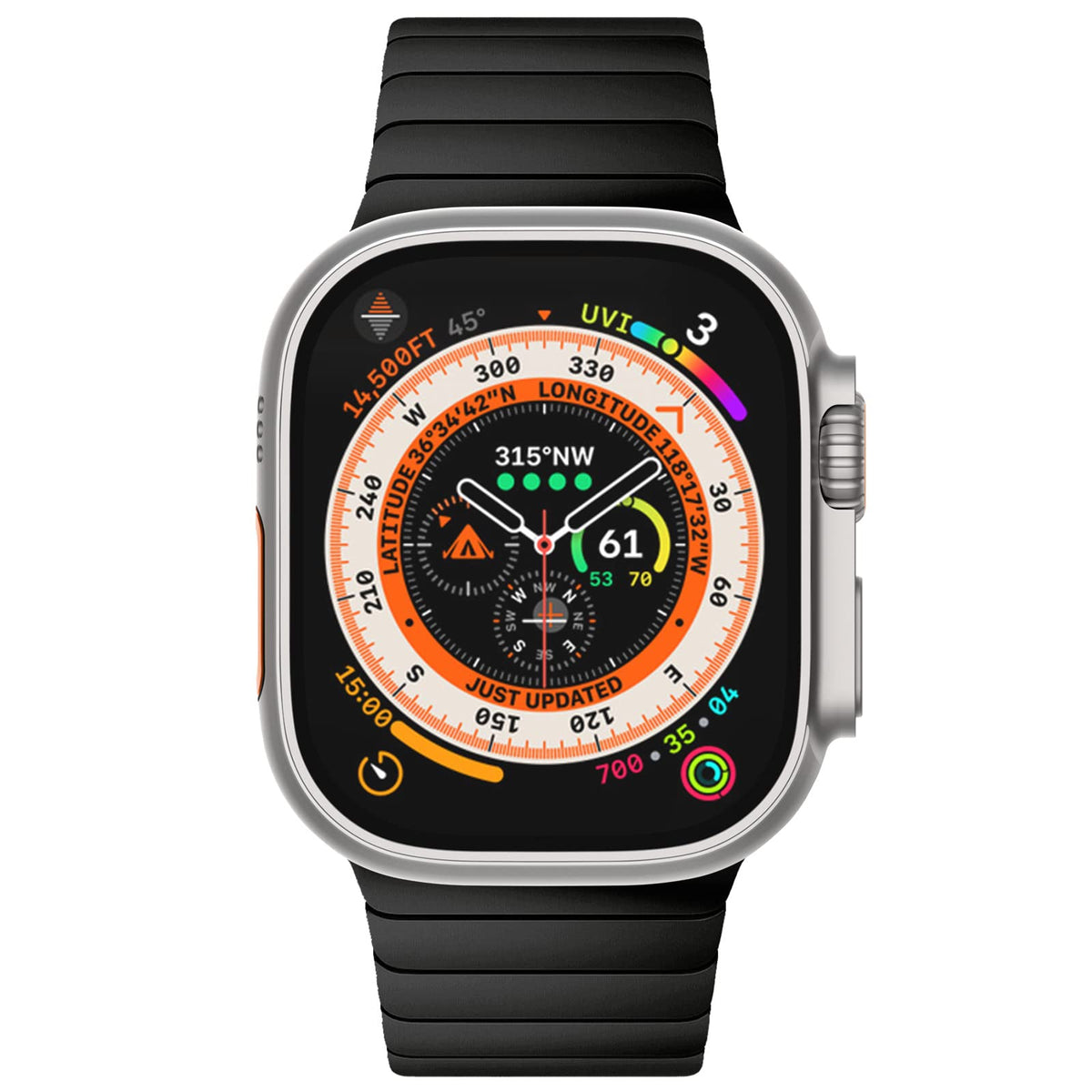 CHANCHY Stainless Steel Band Compatible with Apple Watch Link Bracelet 41mm 40mm 38mm, Metal Strap with Folding Clasp for Apple Watch Series 9 8 7 6 5 4 3 2 1 SE for Men Women (Black, 41mm 40mm 38mm)