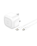 Belkin BoostCharge Compact Wall Charger 30W, Travel-friendly USB-C Power Delivery Fast Charging for Apple iPhone, iPad, AirPods, Tablet & More with USB-C to Lightning Cable - White