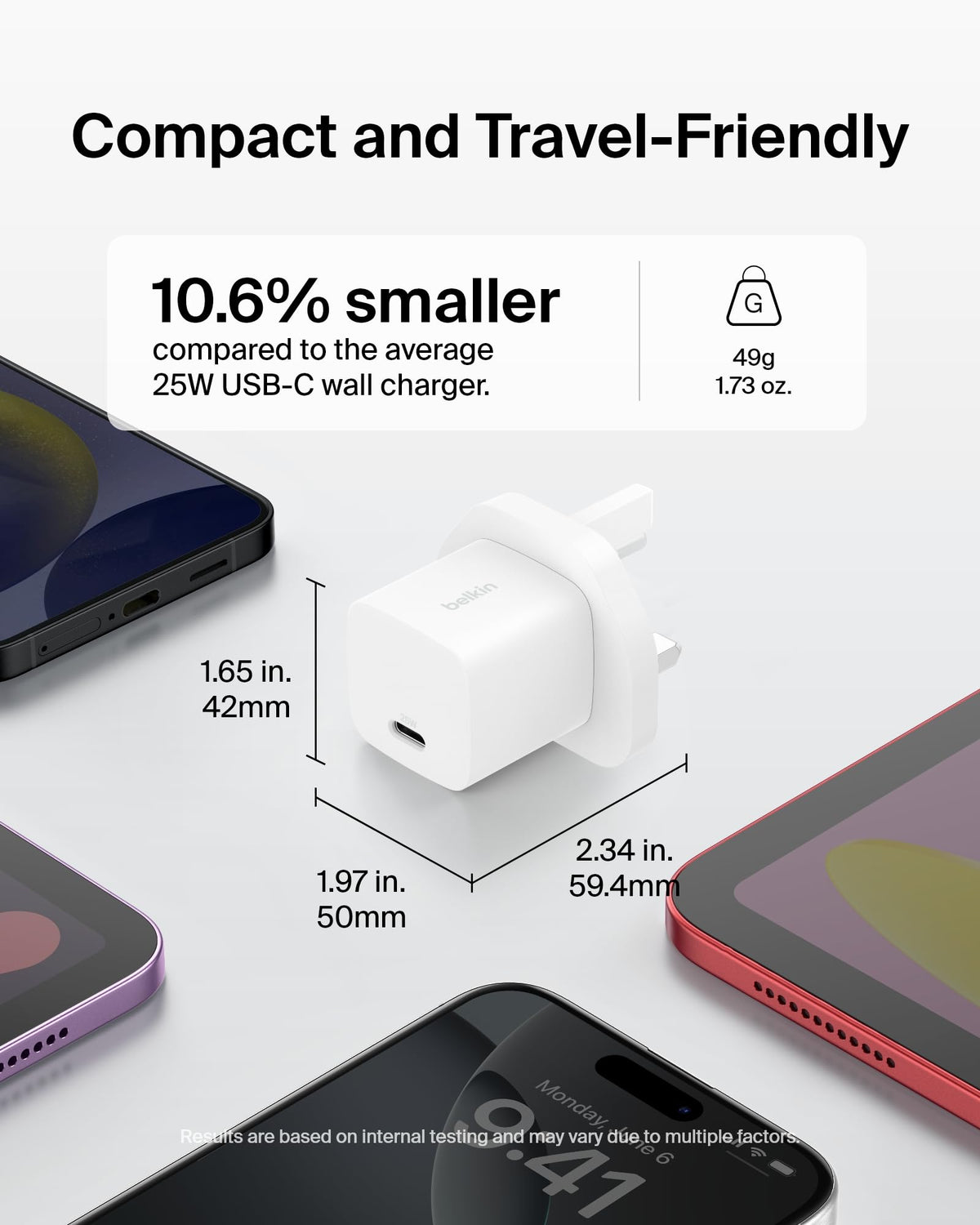 Belkin USB-C Plug 25W - USB-C Phone Charger PD 3.0 Fast Charging with PPS for Apple iPhone 17, iPhone Air, iPhone 16, Samsung Galaxy S25, Pixel 10, Nintendo Switch, & More - White