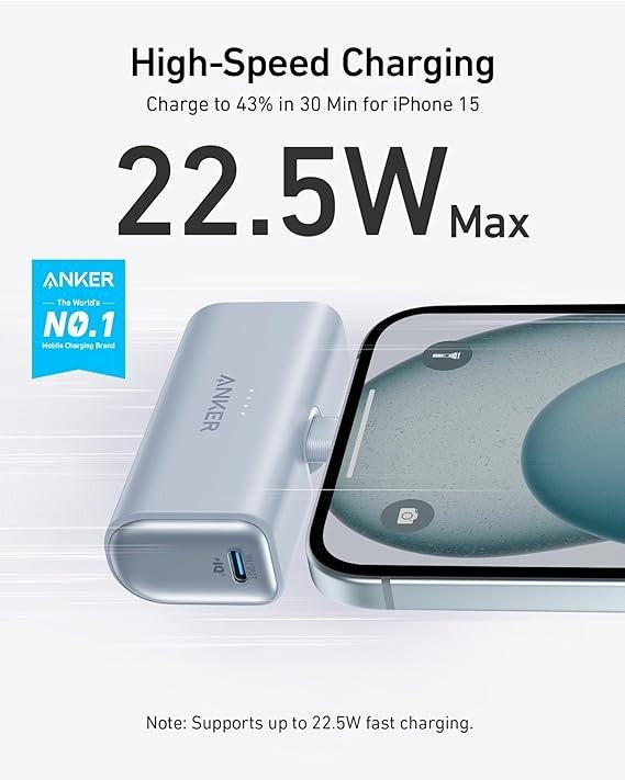 Anker Nano 5,000mAh 22.5W USB-C Docking Power Bank (A1653)