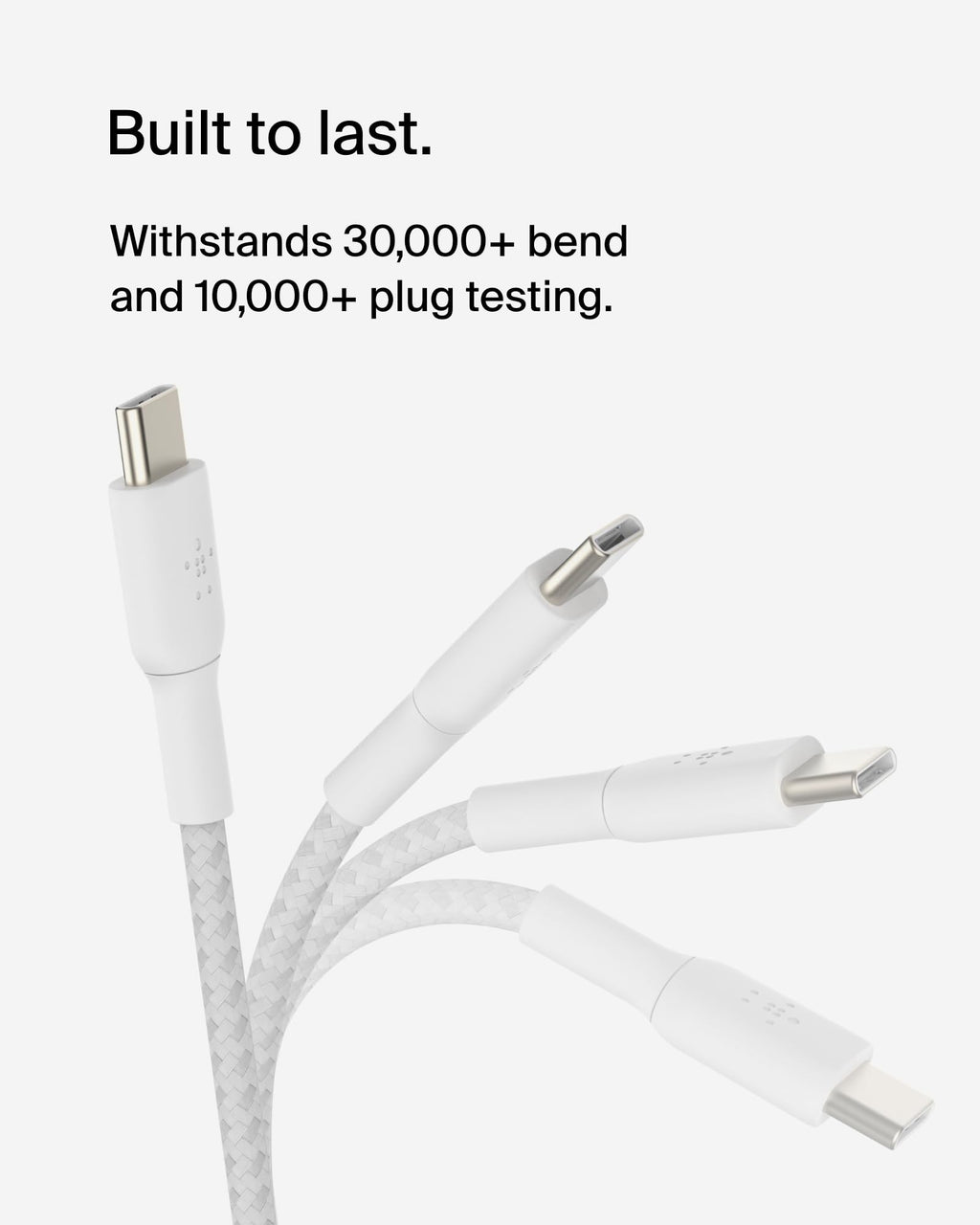Belkin BoostCharge braided USB C to fast charger cable, USB type C charger cable fast charging for iPhone 16, 15, Samsung Galaxy S24, S23, Pixel, iPad, MacBook, Nintendo and more - 1m, White