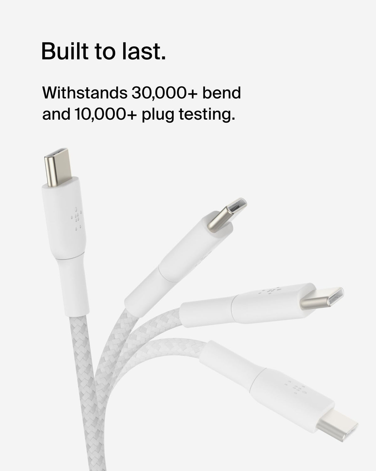 Belkin BoostCharge braided USB C to fast charger cable, USB type C charger cable fast charging for iPhone 16, 15, Samsung Galaxy S24, S23, Pixel, iPad, MacBook, Nintendo and more - 1m, White