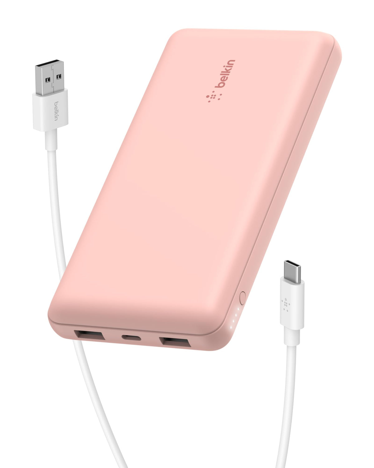 Belkin USB C Portable Charger 20000mAh, 20K Power Bank with USB Type C Input Output Port and 2 USB A Ports with Included USB C to A Cable for iPhone, Galaxy, Pixel, iPad, AirPods and More – Rose Gold