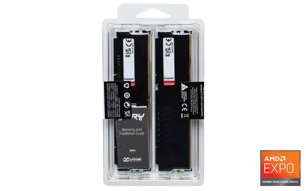 Kingston FURY Beast Black DDR5 32GB (2x16GB) 5600MT/s CL36 DIMM Desktop Gaming Memory Kit of 2 AMD EXPO and Intel XMP - KF556C36BBEK2-32