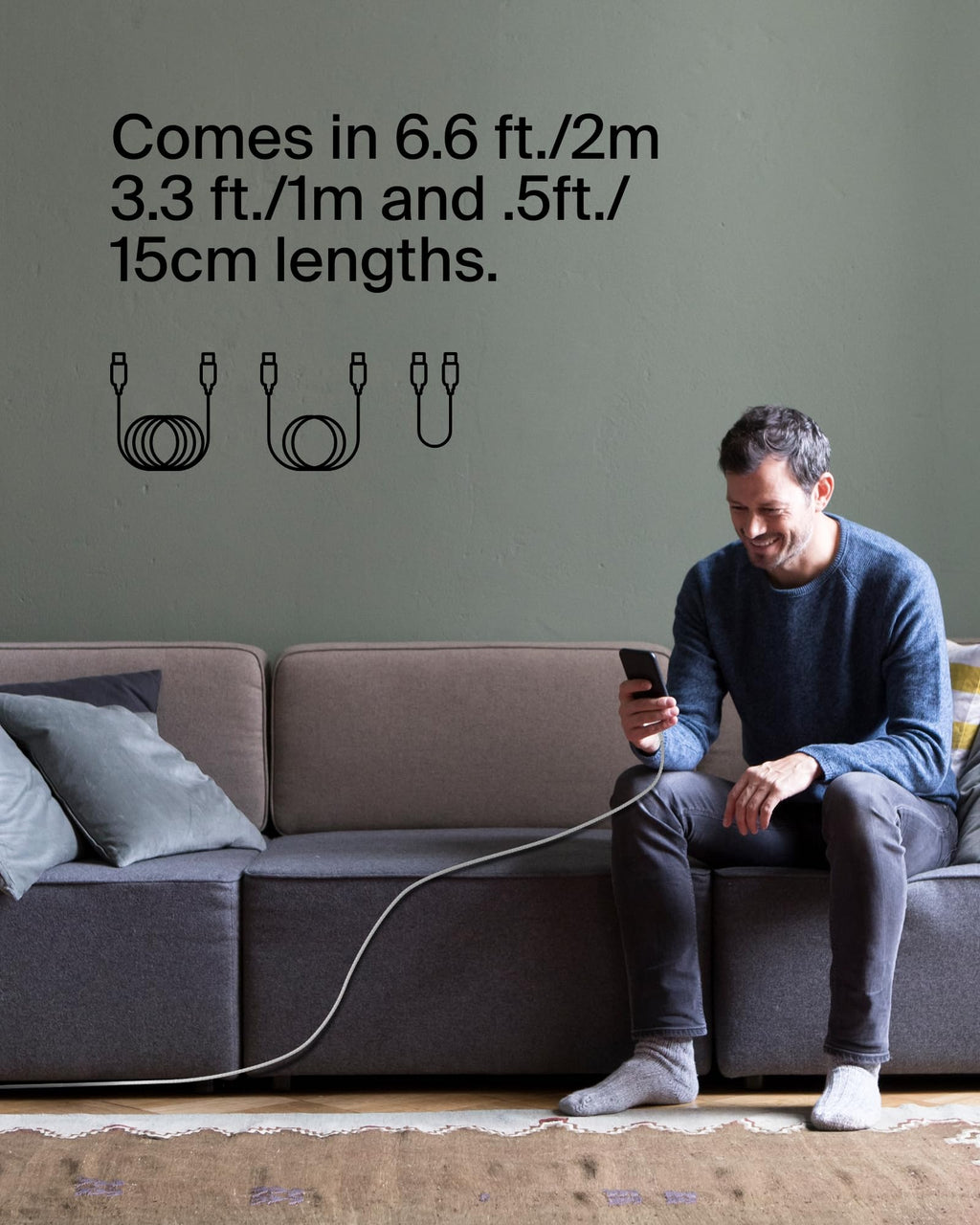 Belkin BoostCharge braided USB C to fast charger cable, USB type C charger cable fast charging for iPhone 16, 15, Samsung Galaxy S24, S23, Pixel, iPad, MacBook, Nintendo and more - 1m, White