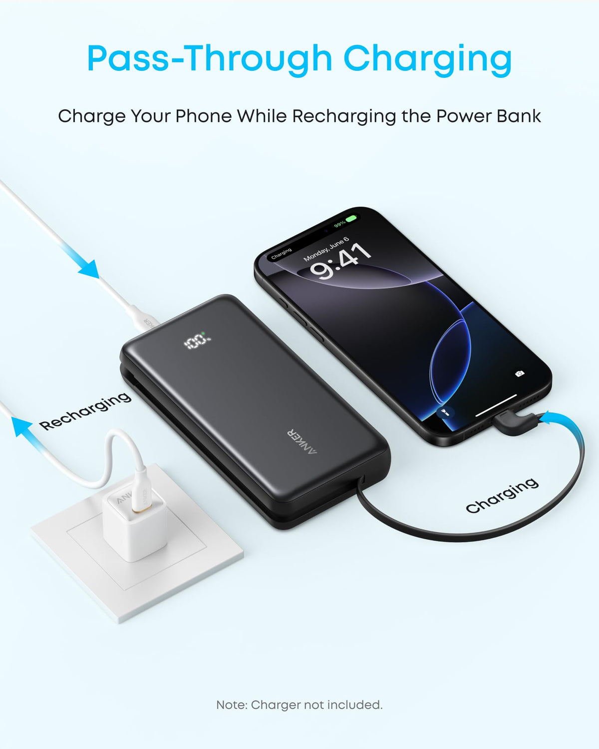 Anker Zolo Power Bank (20K, 22.5W, Built-In USB-C Cable)
