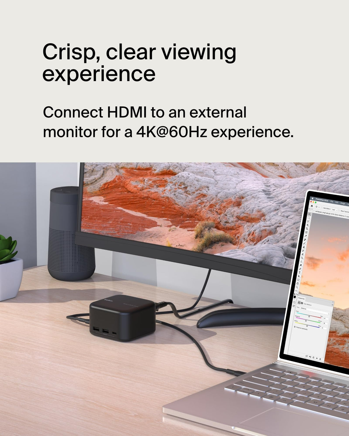 Belkin Connect USB-C Dock 6-in-1 Core GaN, 130W, Multiport Docking Station with 96W PD to Peripherals, USB-C, USB-A, Gigabit Ethernet, & HDMI 4K Ports for Gaming, MacBook Pro, PC Laptops, & Chromebook