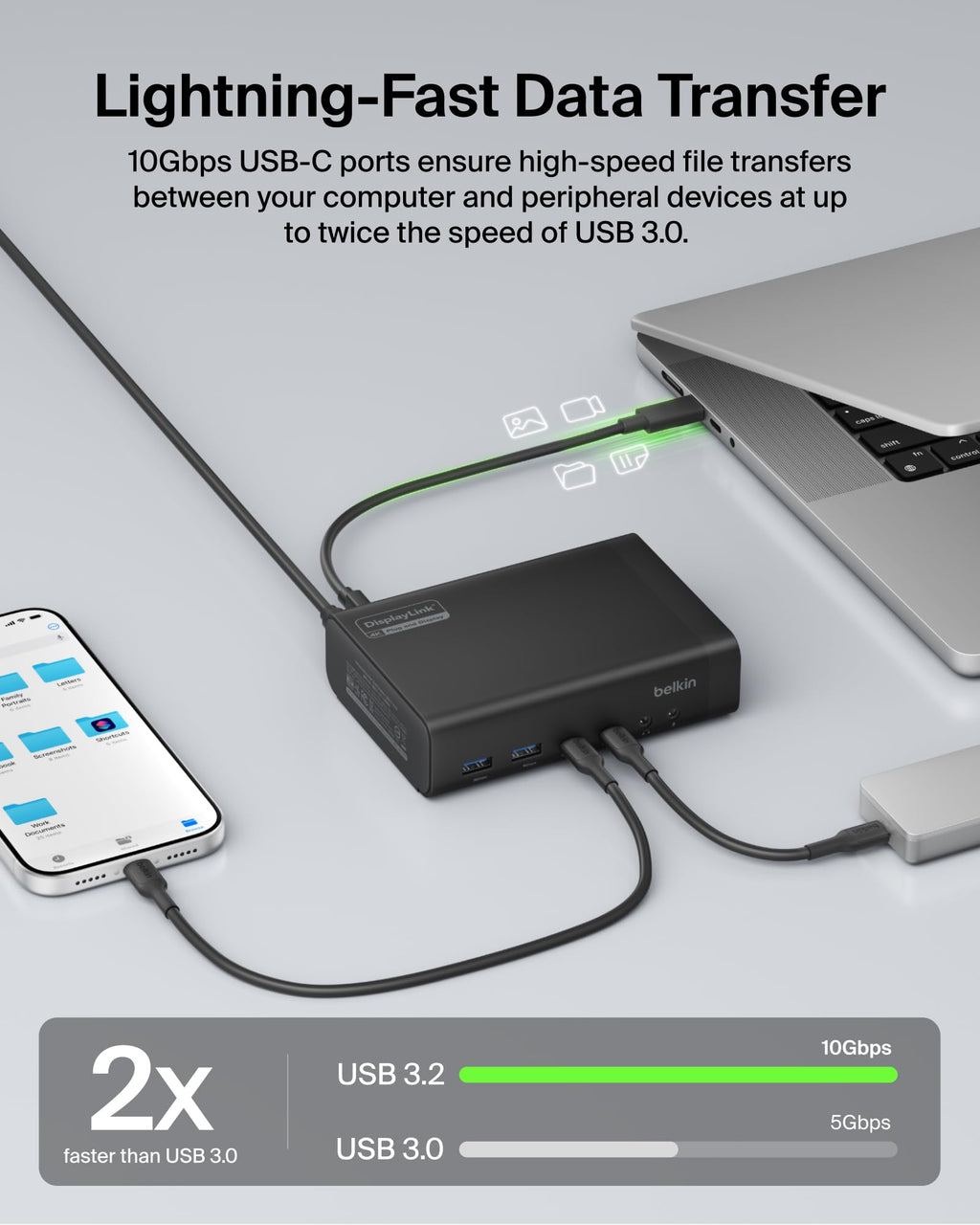 Belkin Connect 14-in-1 Docking Station 140W, Dual Display USB C Dock with 4K@60Hz Support, DisplayLink Technology - USB C Dock with 10Gbps Data Transfer, 1Gb Ethernet Port - Laptop Expansion Hub