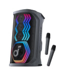 soundcore Rave 3S AI Karaoke Party Speaker (A31A3) with 2 Wireless Microphones, 200W Sound, AI Vocal Removal, Vocal Enhancer, Reverb, Light Show, 12H Playtime, Portable Bluetooth PA System for Party