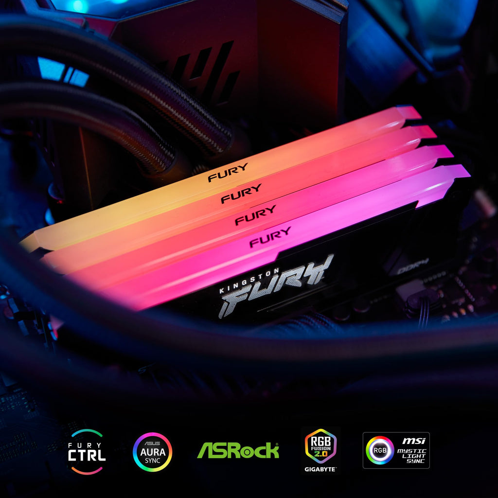 Kingston FURY Beast RGB 32GB 3200MT/s DDR4 CL16 DIMM (Kit of 2) Computer Memory KF432C16BB2AK2/32
