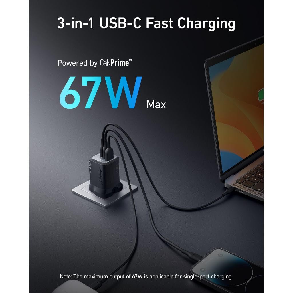 Anker 735 GaNPrime Charger, 67W, Black, UK Version