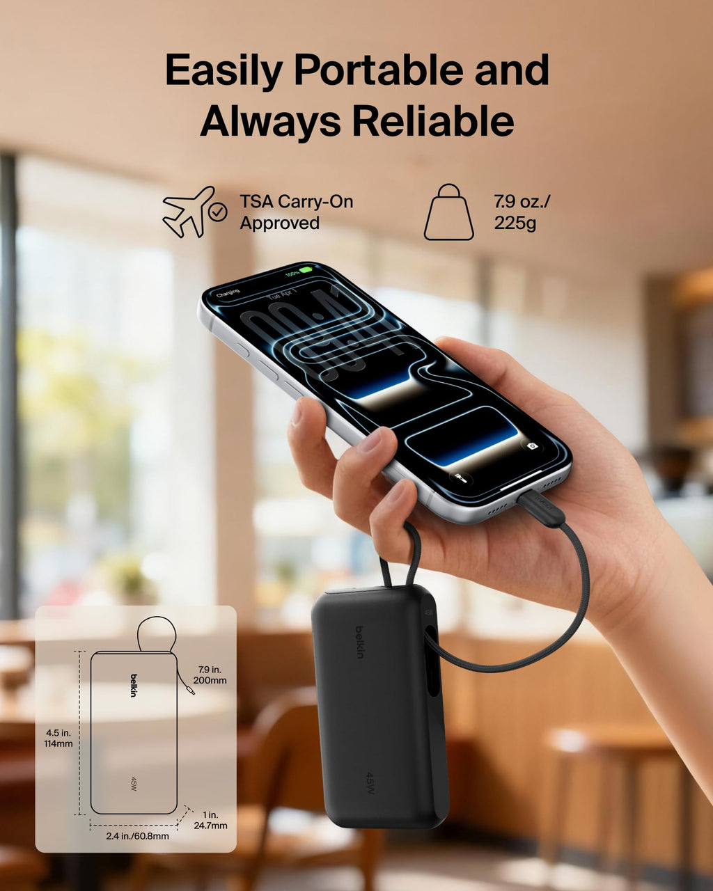 Belkin UltraCharge 10000mAh Power Bank with USB-C Cable and Display - Black