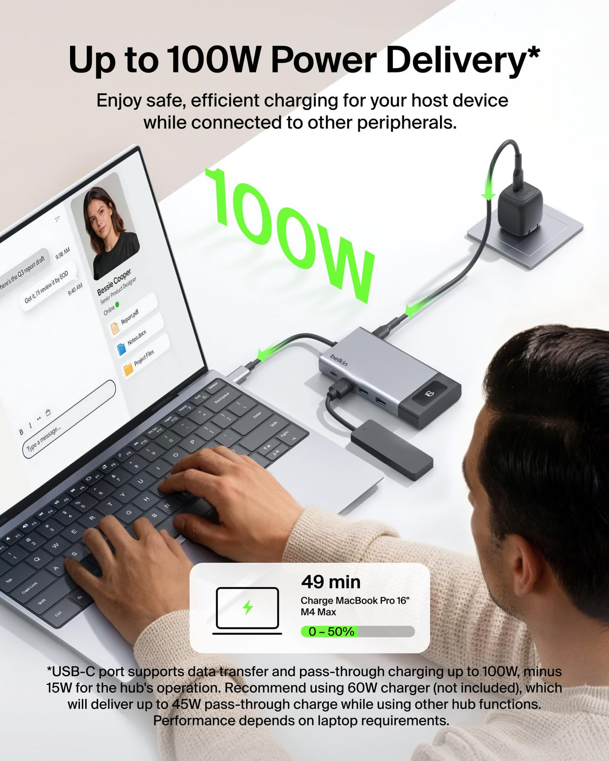 Belkin USB C Hub, 8-in-1 Multi-Port Docking Station 100W - Dual Display Support for Mac, Windows and Chromebook w/ 10Gbps Data Transfer Speeds, Ethernet, Resolutions up to 4K@60Hz