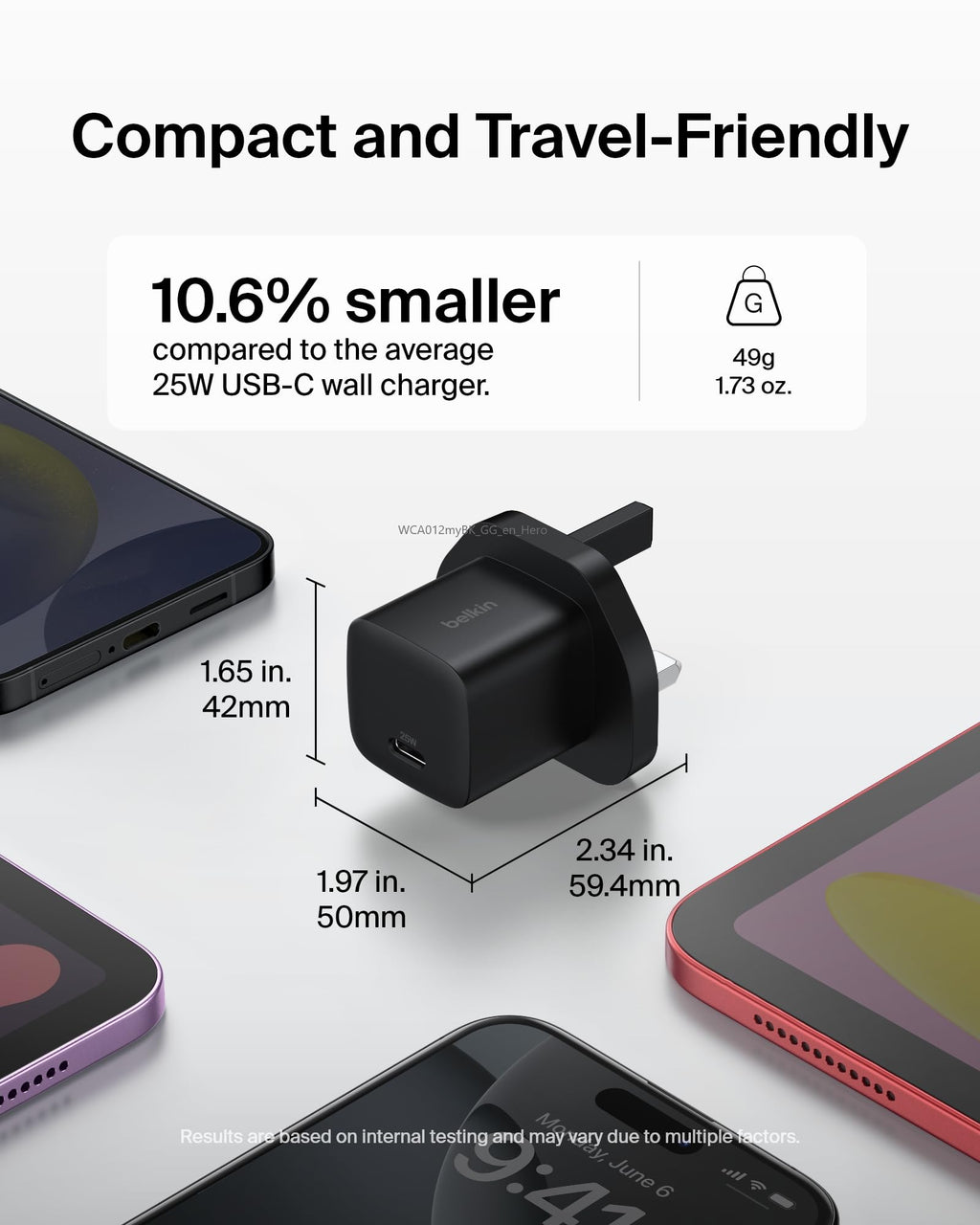 Belkin USB-C Plug 25W - USB-C Phone Charger PD 3.0 Fast Charging with PPS for Apple iPhone 17, iPhone Air, iPhone 16, Samsung Galaxy S25, Pixel 10, Nintendo Switch, & More - Black