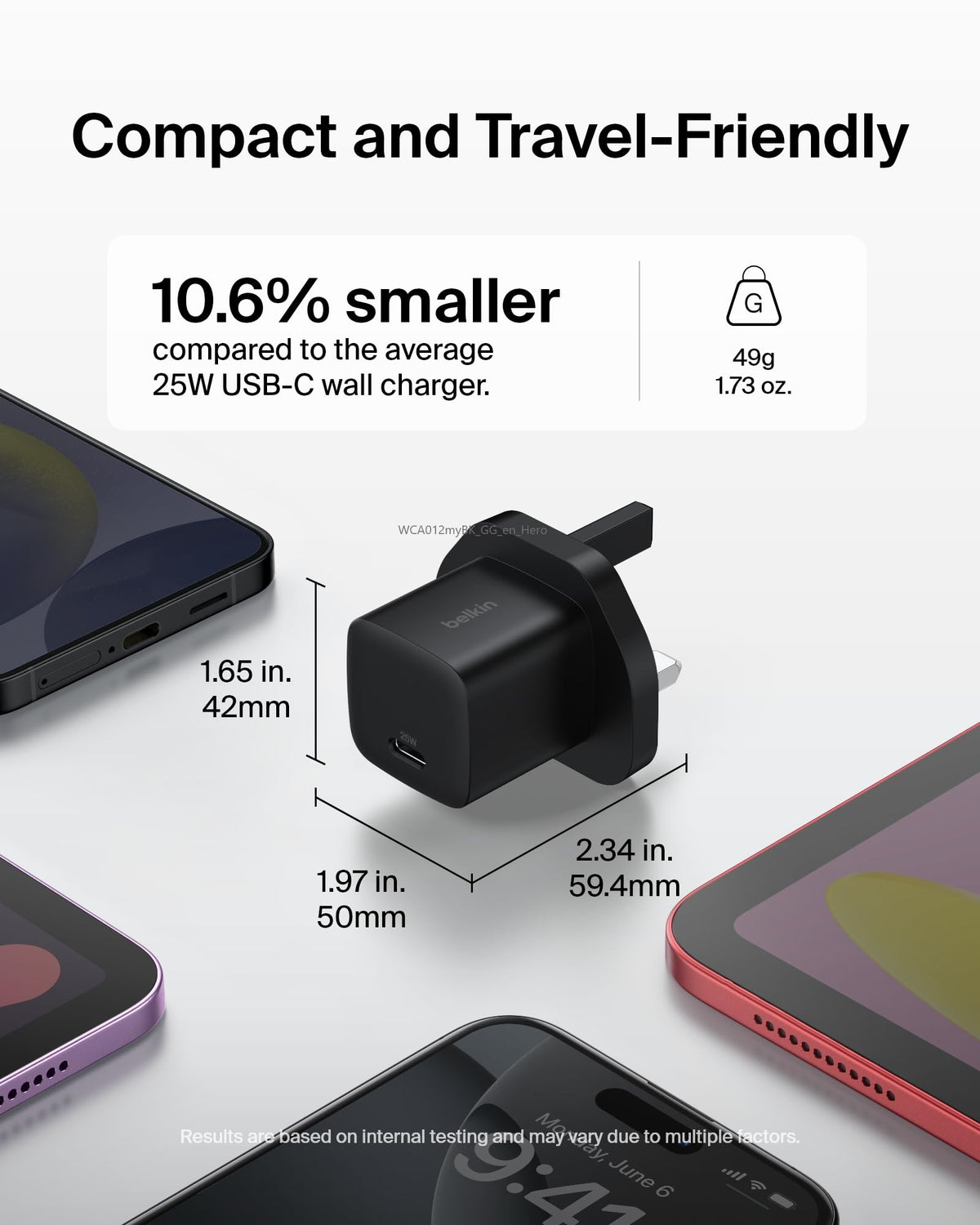 Belkin USB-C Plug 25W - USB-C Phone Charger PD 3.0 Fast Charging with PPS for Apple iPhone 17, iPhone Air, iPhone 16, Samsung Galaxy S25, Pixel 10, Nintendo Switch, & More - Black