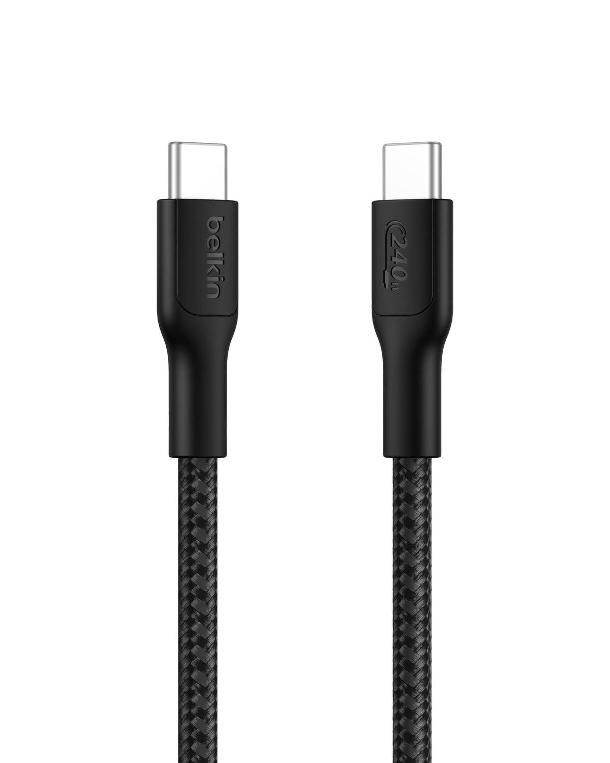 Belkin Eco Braided USB-C to USB-C Cable (1M, 240W) - Soft, Flexible Fast-Charging Cable, Type C Charger Cord for iPhone 16, Galaxy S25, Pixel 9, MacBook, iPad Pro, & More - Black (USB 2.0)