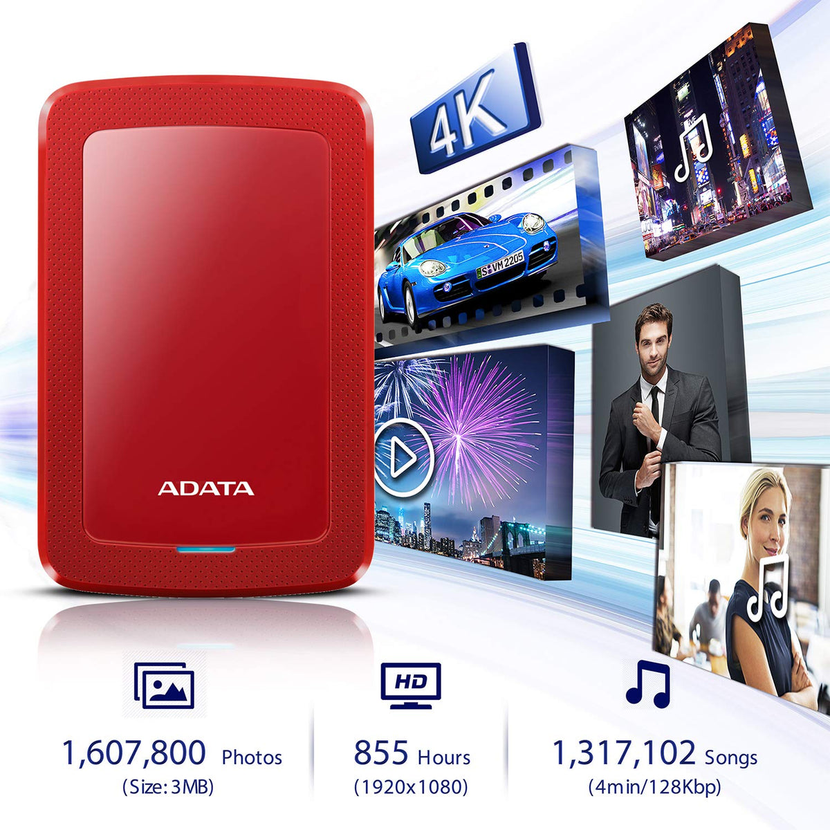 ADATA HV300 1TB COLORBOX - AHV300-1TU31-CRD