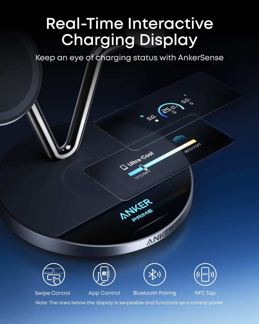 Anker Prime 3-in-1 Wireless Charger Dock Stand, Qi2‑Certified 25W