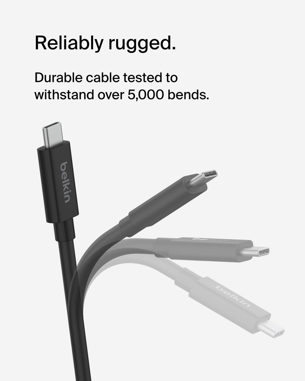 Belkin Connect USB4 Cable (6.6ft), USB-C to USB-C w/ 240W Power Delivery + 20Gbps - USB4 Compliant, Compatible with MacBook, Windows, Chromebook & More