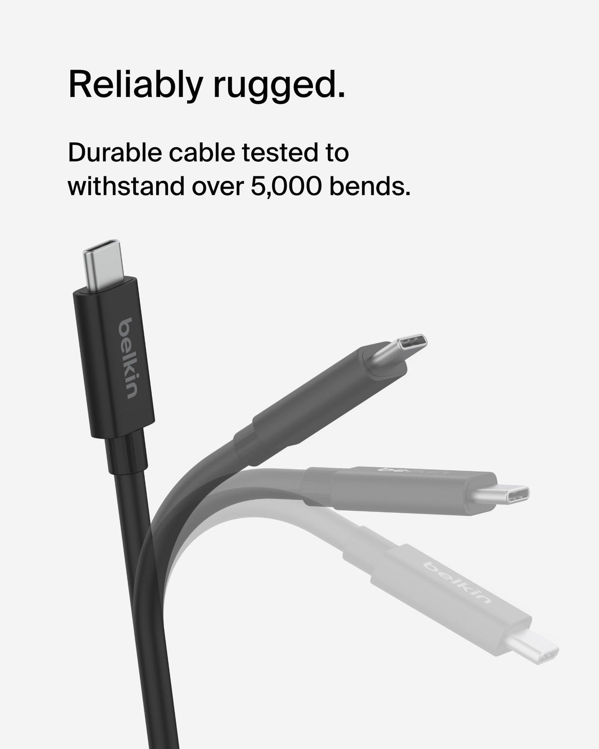 Belkin Connect USB4 Cable (6.6ft), USB-C to USB-C w/ 240W Power Delivery + 20Gbps - USB4 Compliant, Compatible with MacBook, Windows, Chromebook & More