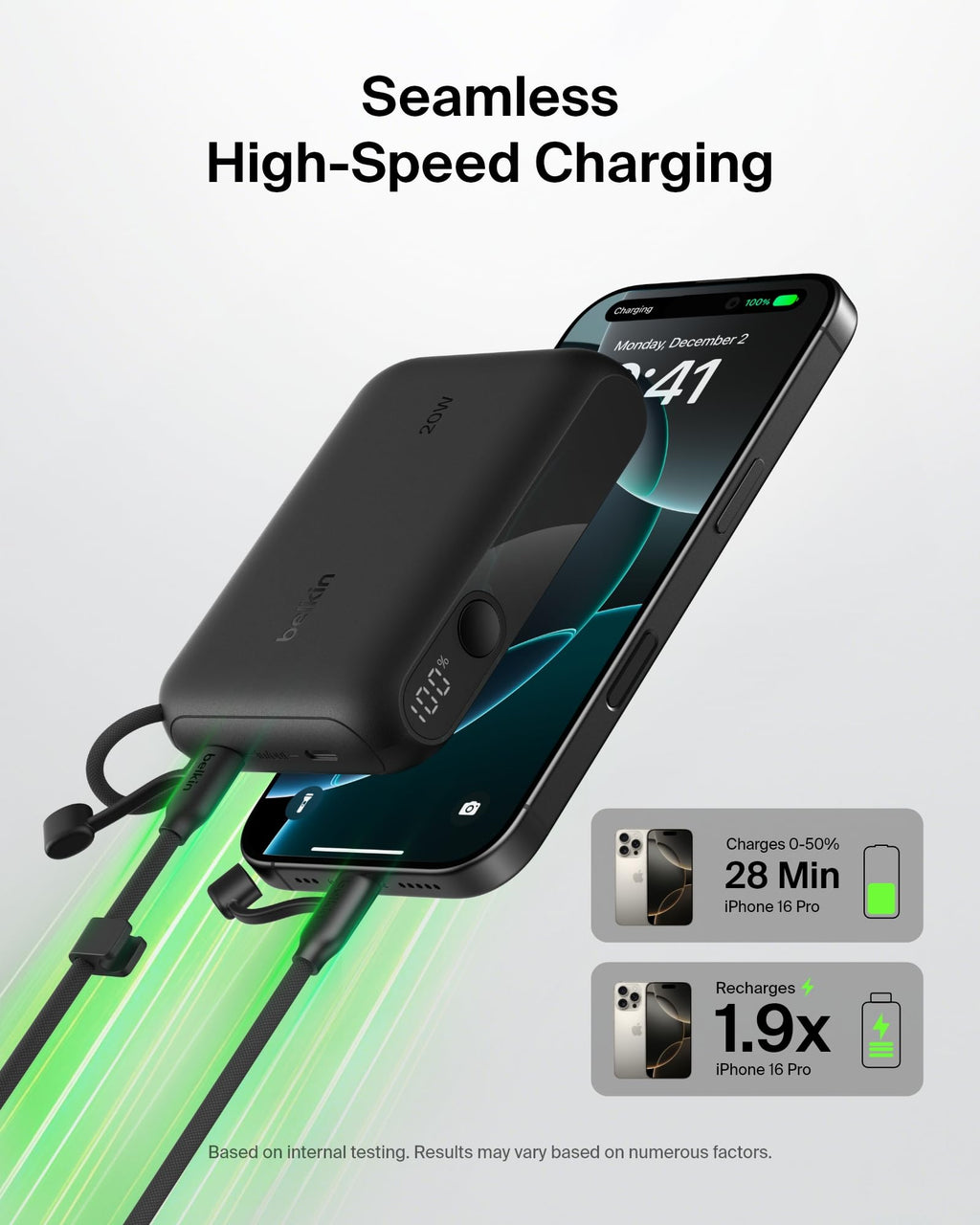 Belkin BoostCharge 10000mAh Power Bank with Digital Battery Display - Black
