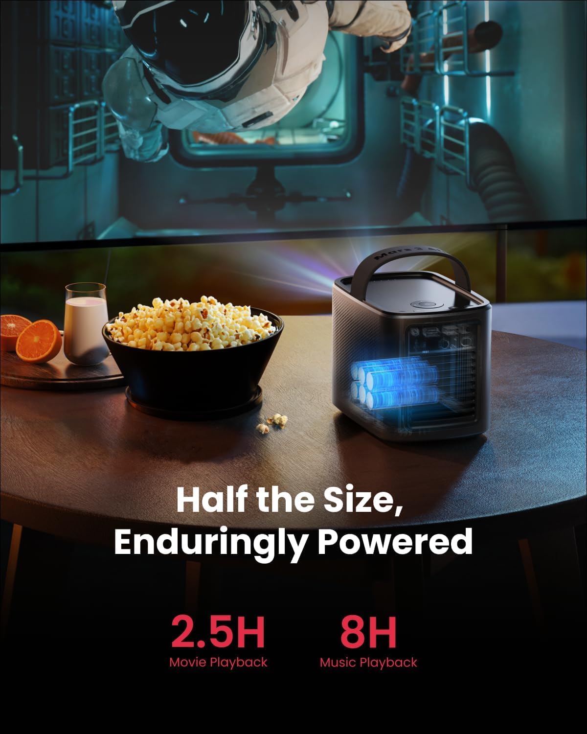 soundcore Nebula Anker Mars 3 Air 1080p Mini Projector with Case, Officially Licensed Google TV & Netflix, 400 ANSI-Lumen, Wi-Fi, Dolby Digital, 2×8W Speakers, 150-Inch Display, 2.5-Hour Playtime