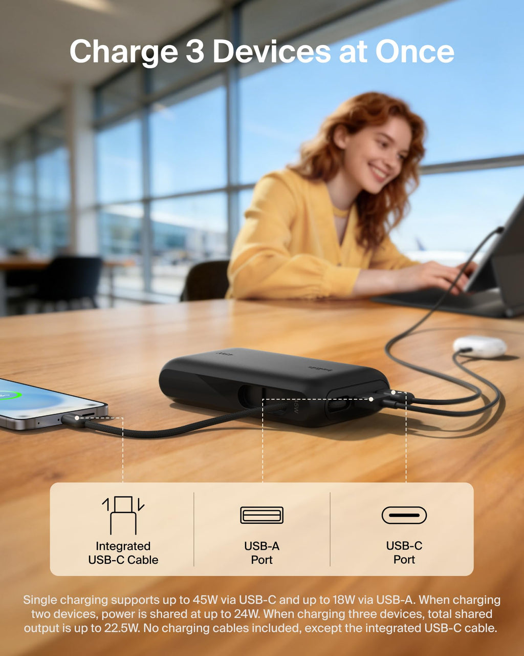 Belkin UltraCharge 10000mAh Power Bank with USB-C Cable and Display - Black