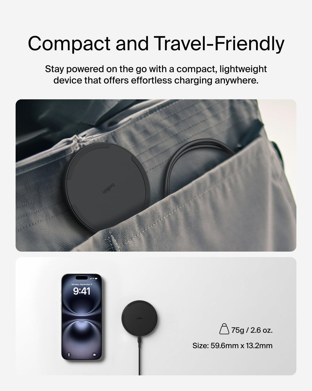 Belkin BoostCharge Wireless Charging Pad with Qi, 15W Fast Charging - Black