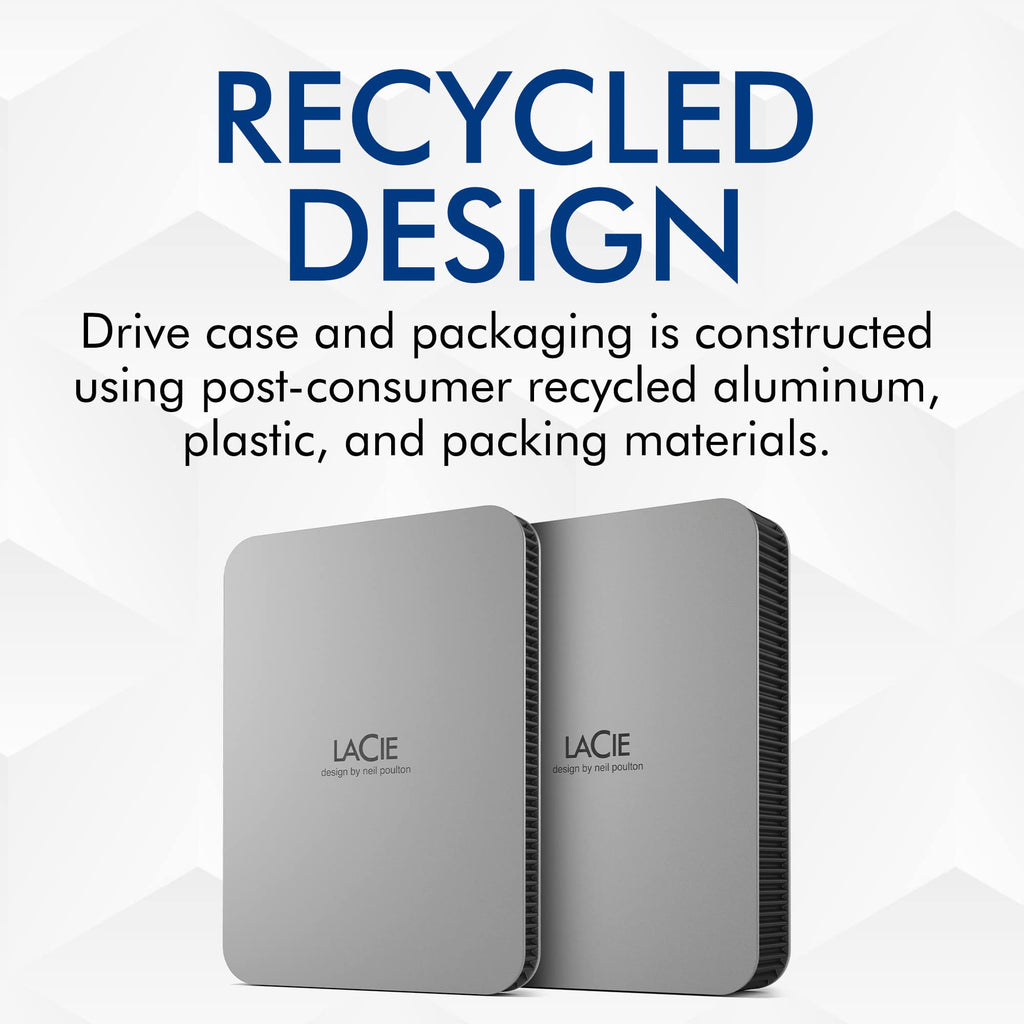 LaCie Mobile Drive Moon 1TB, External Hard Drive Portable, PC Mac iPad & iPhone, Data Rescue Services (STLP1000400)