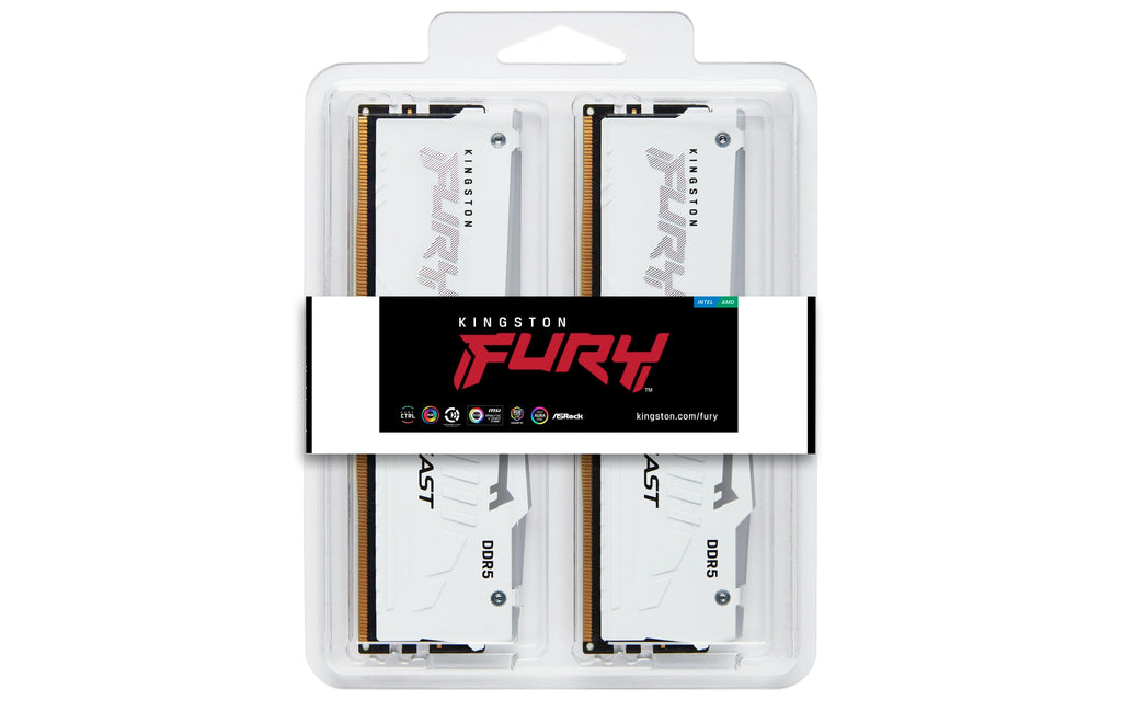 Kingston FURY Beast White RGB EXPO 64GB 6000MT/s DDR5 CL36 DIMM Desktop Gaming Memory Kit of 2 - KF560C36BWEAK2-64