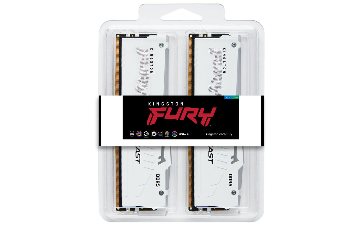 Kingston FURY Beast White RGB EXPO 64GB 6000MT/s DDR5 CL36 DIMM Desktop Gaming Memory Kit of 2 - KF560C36BWEAK2-64