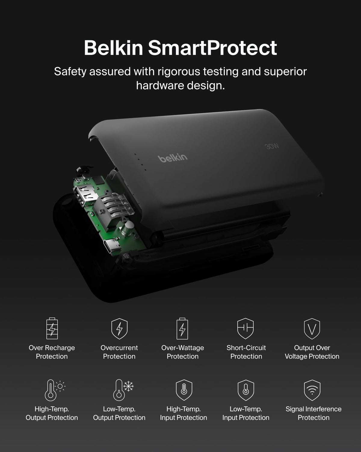 Belkin Portable Charger, Power Bank with Integrated Cable 20K PD 30W - Fast Charging USB-C Power Delivery, Portable Charger for iPhone 16 Series, iPad Pro, Galaxy S25 Series, and More - Black
