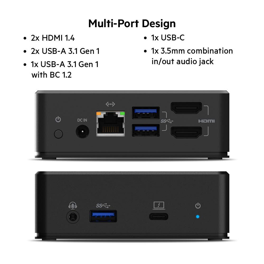Belkin INC002VFBK USB-C to 2xHDMI 1xRJ-45 3xUSB-A Docking Station - Black