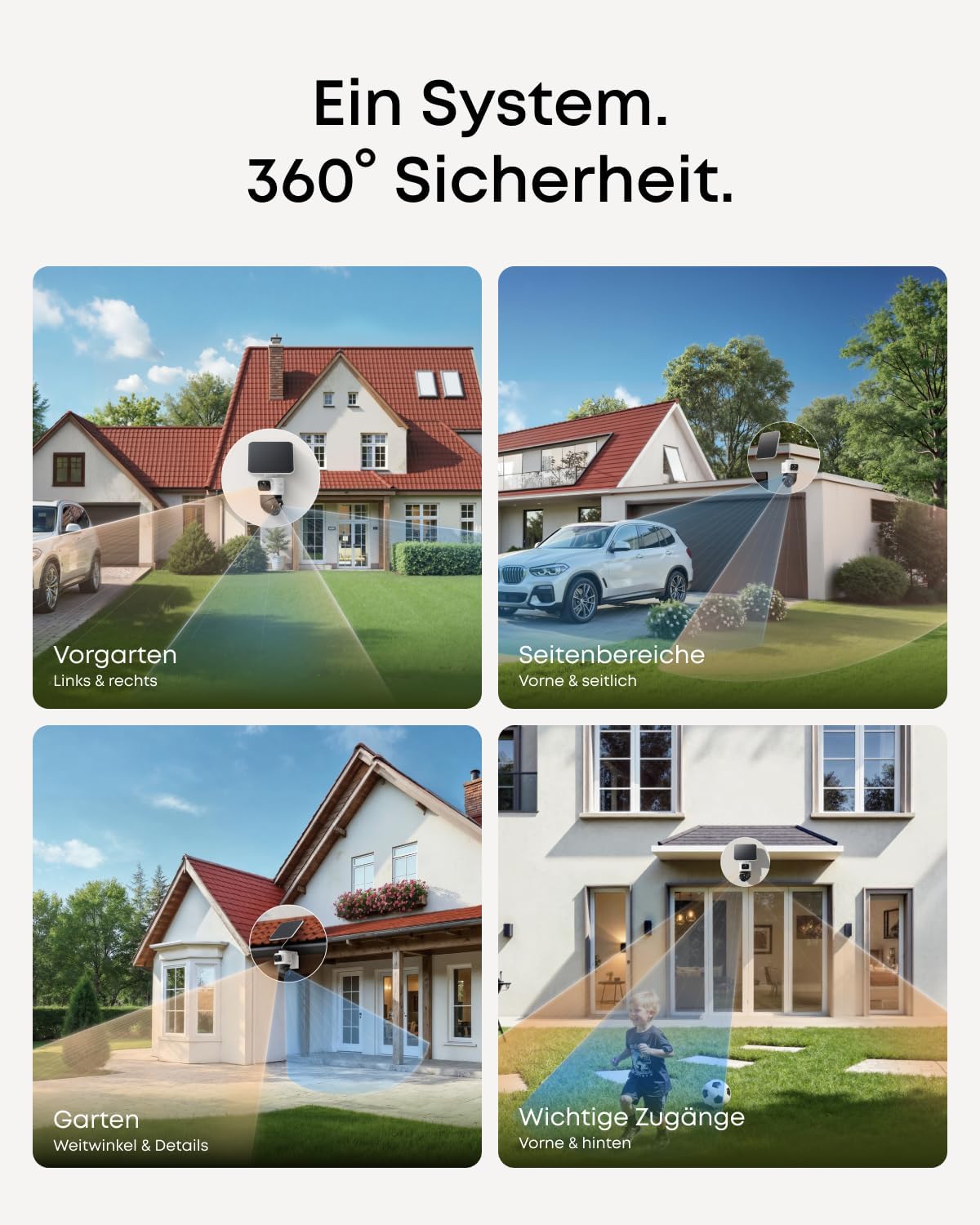 eufy Security eufyCam S4 Wireless Solar Outdoor Surveillance Camera, 3-Lens Bullet PTZ Camera, 4K UHD, 360° Multi-Camera Car Tracking, 8× Hybrid Zoom, Colour Night Vision, Compatible with HomeBase