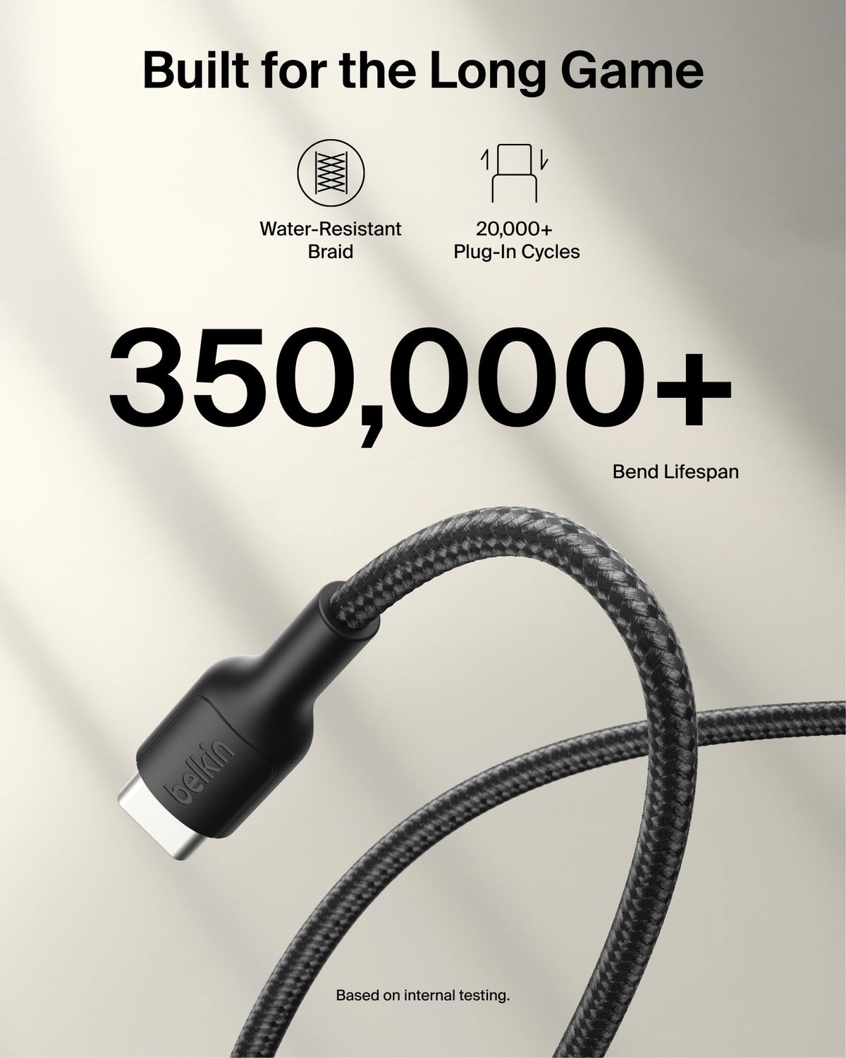 Belkin Gaming USB-C to USB-C Cable 60W (6.6ft), Braided Type C Charger Fast Charging for Nintendo Switch 2, iPhone 16, iPhone 15, iPad, MacBook Air, Chromebook, Samsung Galaxy S25 Ultra, etc. - Black