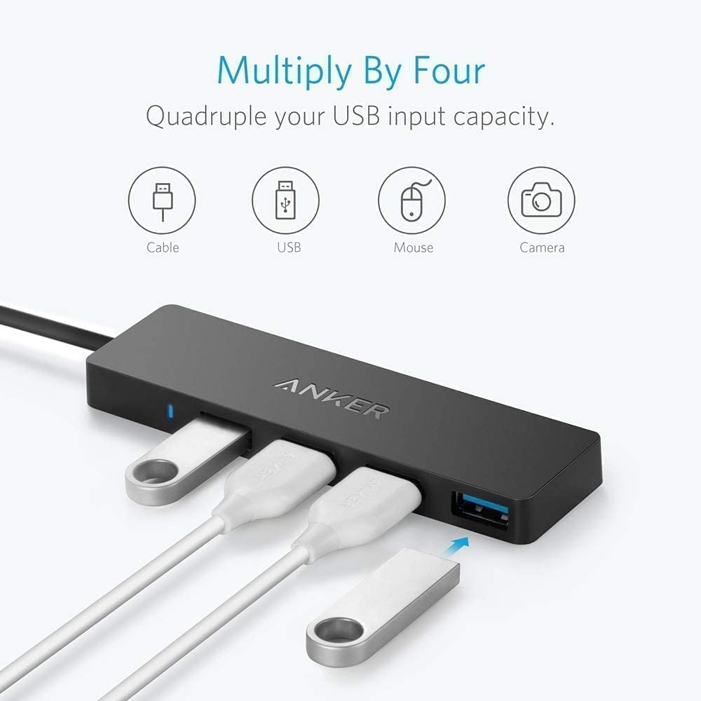 Anker ANK-HUB-A7516 USB Hub, 4 Ports, USB 3.0, Ultra Slim