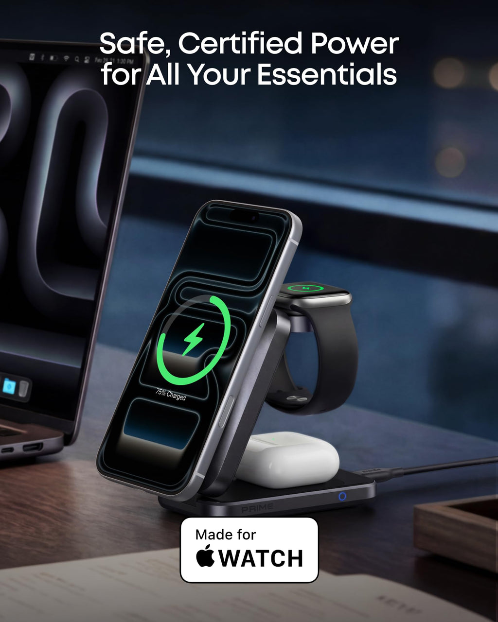 Anker Prime 3‑in‑1 Wireless Charger, Qi2‑Certified 25W, MagSafe‑Compatible