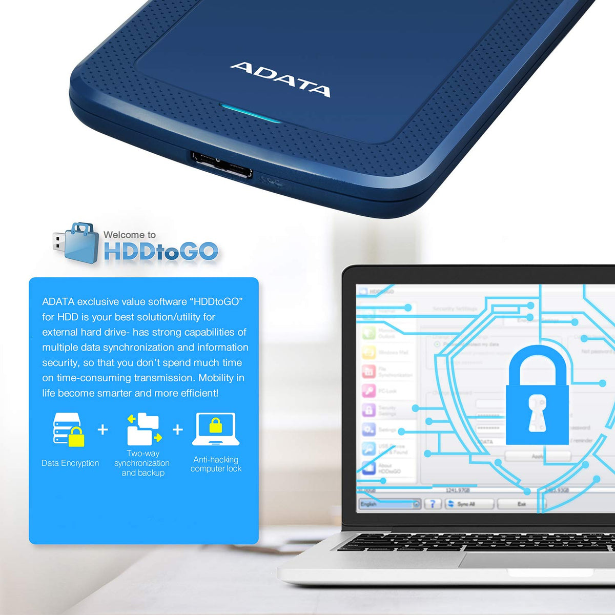 ADATA HV300 1TB COLORBOX - AHV300-1TU31-CBL