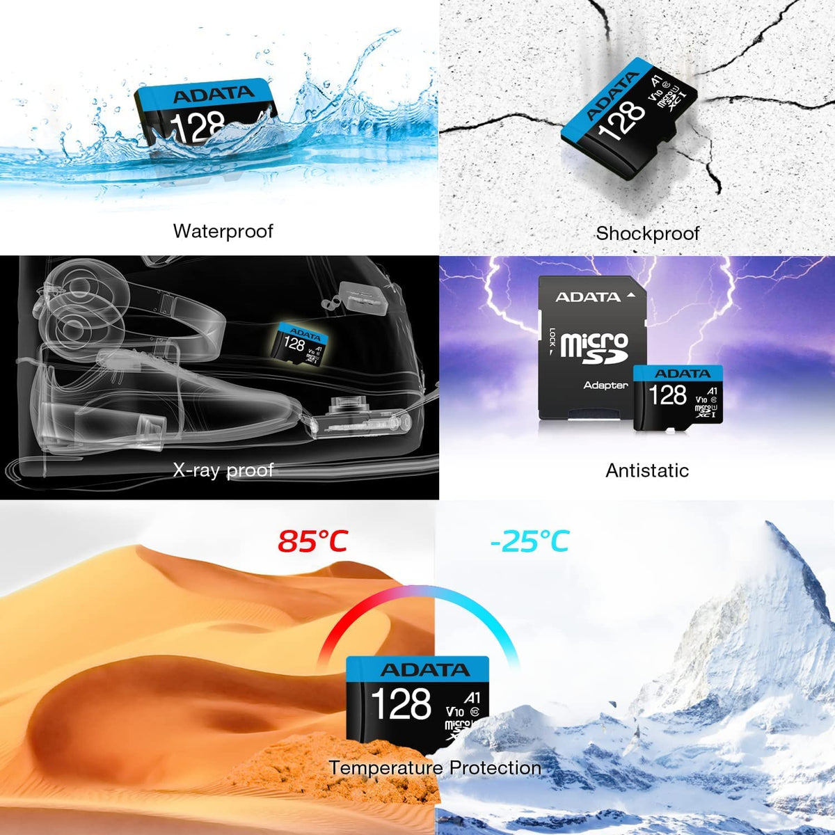 ADATA Premier 128GB MicroSDHC/SDXC UHS-I Class 10 V10 A1 Memory Card with Adapter Read up to 100 MB/s (AUSDX128GUICL10A1-RA1)