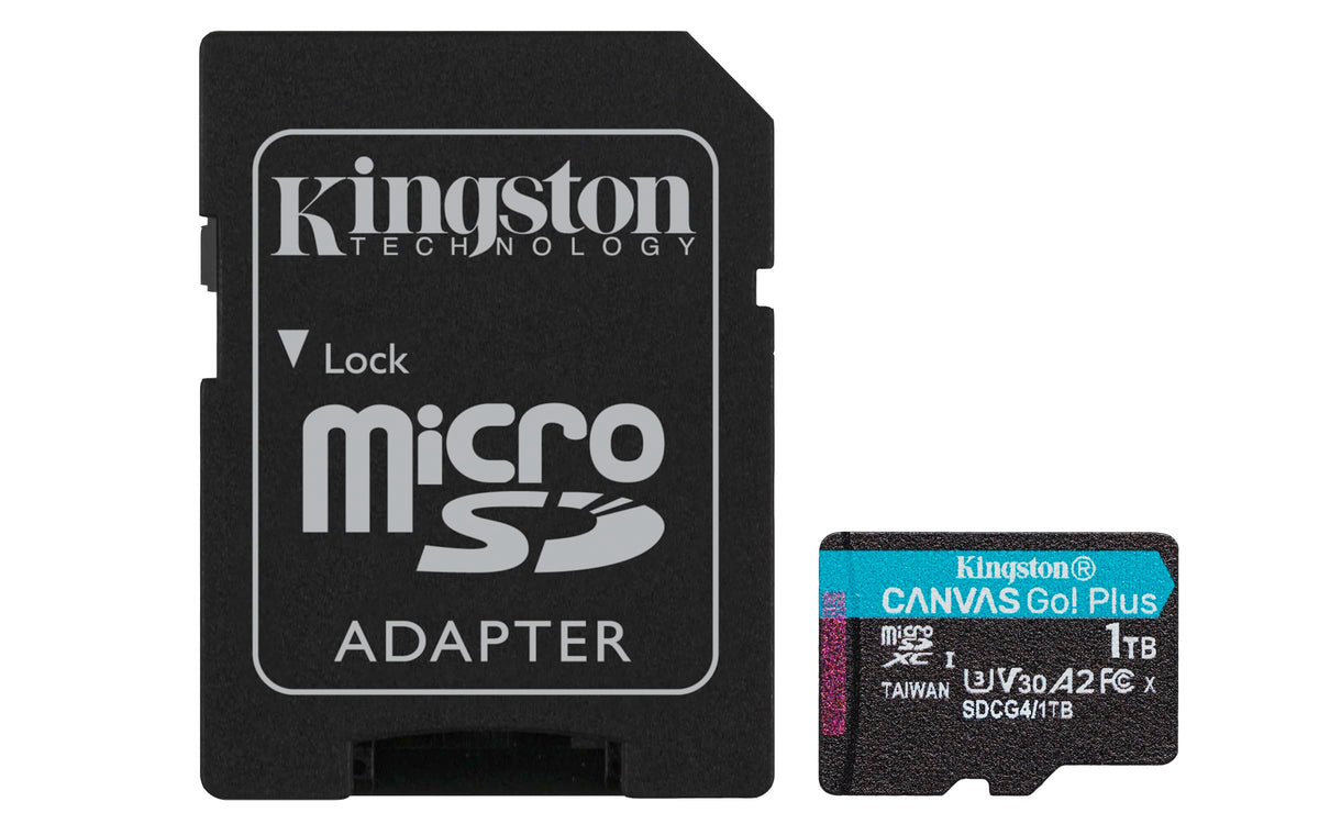 Kingston Canvas Go Plus microSDXC Memory Card Gen4 200MB/s A2 U3 V30 1TB Card + Adapter-SDCG4/1TB