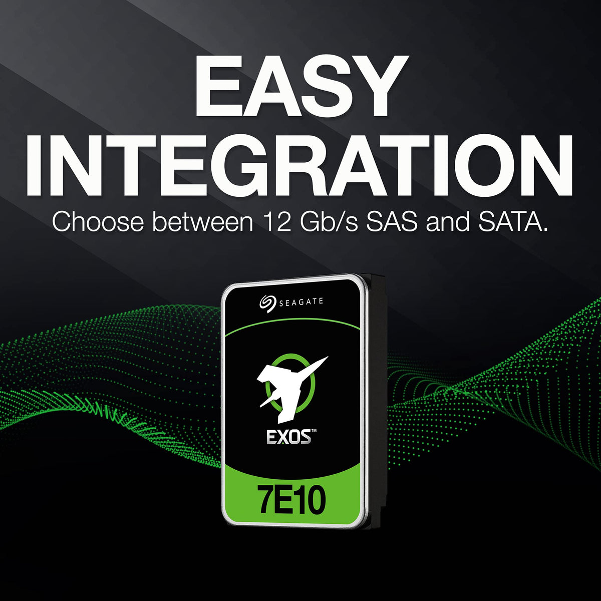 Seagate Exos 7E10 10TB Internal Hard Drive HDD - 3.5 Inch 512e/4Kn SAS 6GB/s, 7.200 RPM, 256MB Cache and 2M MTBF for Enterprise, Data Centre (ST10000NM017B)
