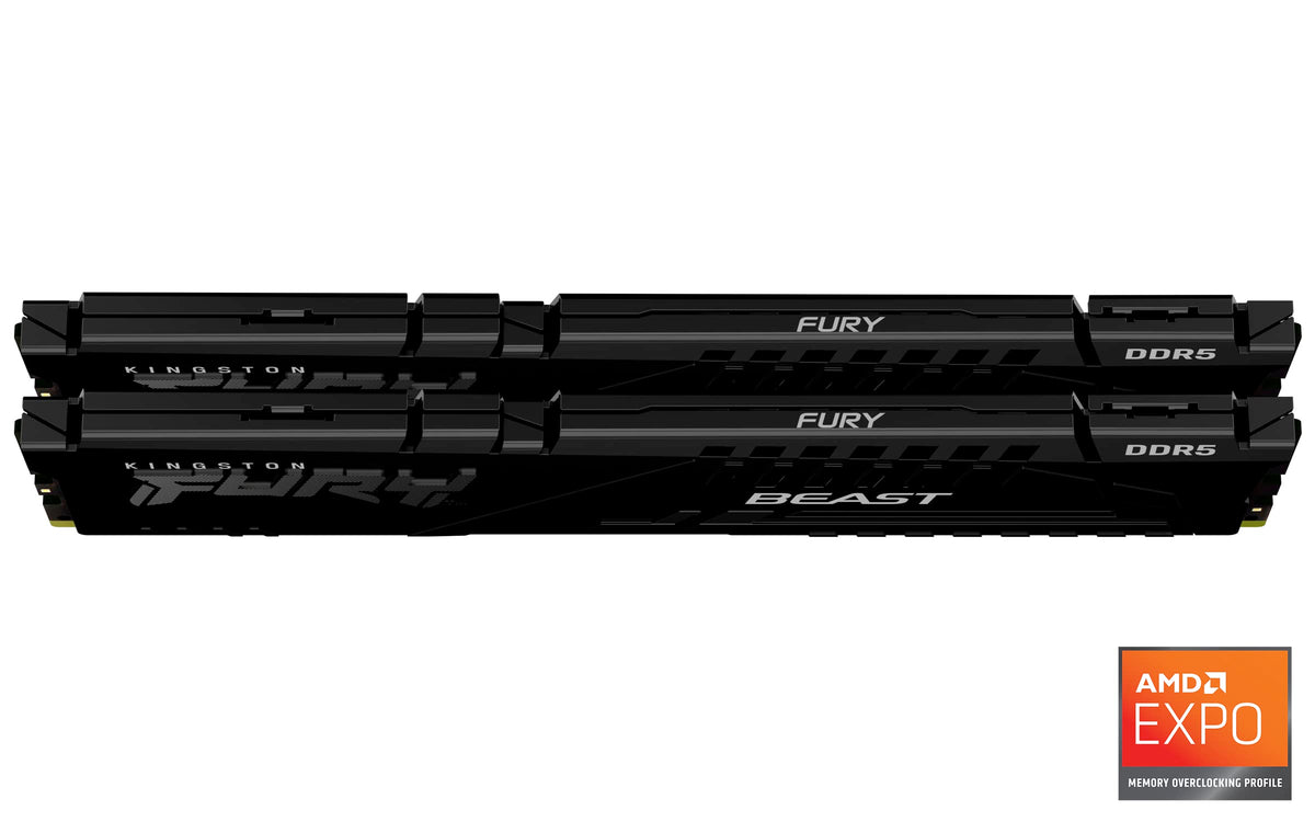 Kingston FURY Beast Black DDR5 32GB (2x16GB) 5600MT/s CL36 DIMM Desktop Gaming Memory Kit of 2 AMD EXPO and Intel XMP - KF556C36BBEK2-32