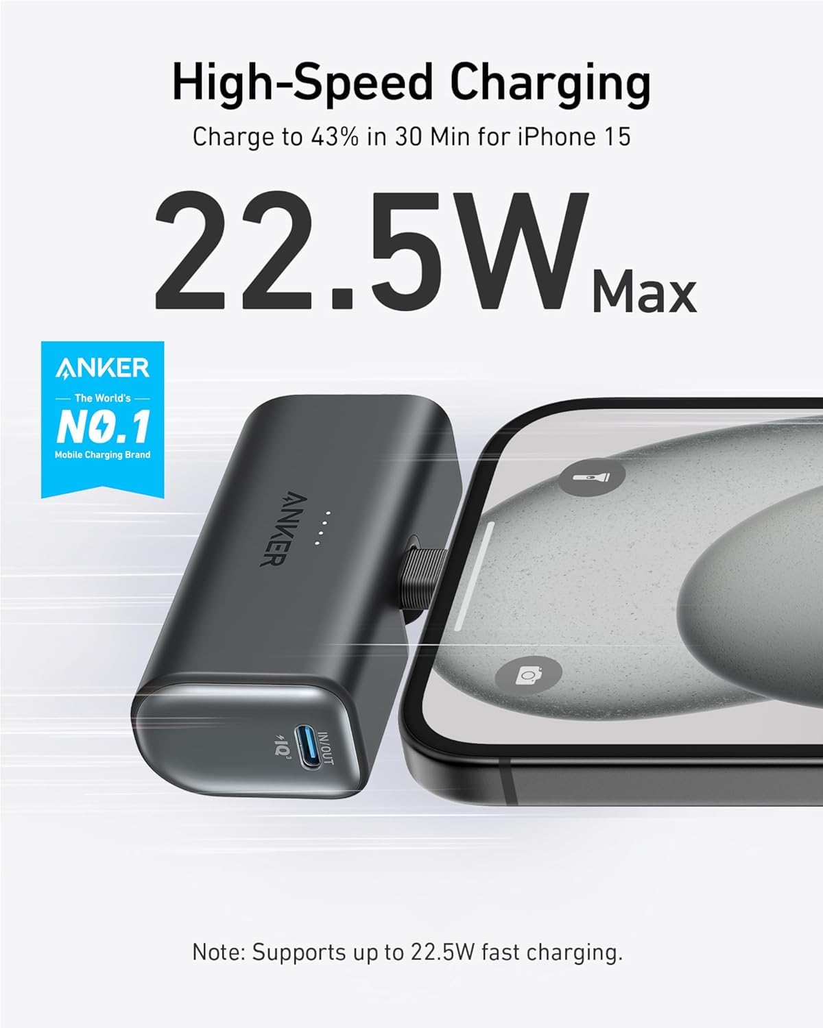 Anker Nano Power Bank,5,000mAh Portable Charger, Built-In USB-C Connector