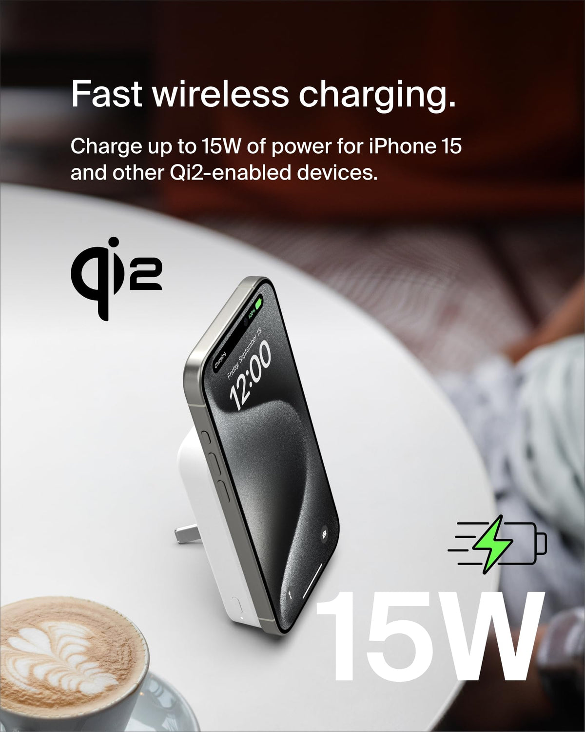 Belkin BoostCharge Pro Wireless Power Bank 10000mAh with Qi2, MagSafe Compatible Portable Charger + Built-in Pop-up Kickstand, For iPhone 17, iPhone Air, 16, 15, 14, Pixelsnap and More - White