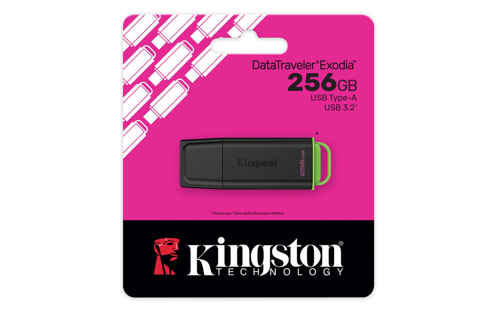 Kingston Datatraveler Exodia Dtxg2/256Gb Usb Flash Drive, 256Gb, Usb 3.2 Gen 1, Green/Black, Snap-On Cap Design