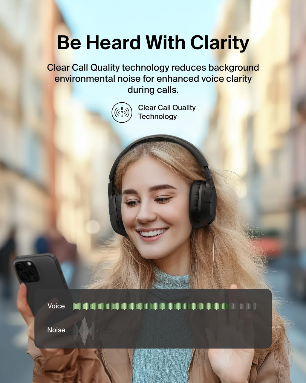Belkin SoundForm Isolate Noise-Cancelling Wireless Headphones, over ear headphones with mic, Bluetooth headphones with 60H playtime, deep bass, CloudCushion ear cups for travel, home, office - Black