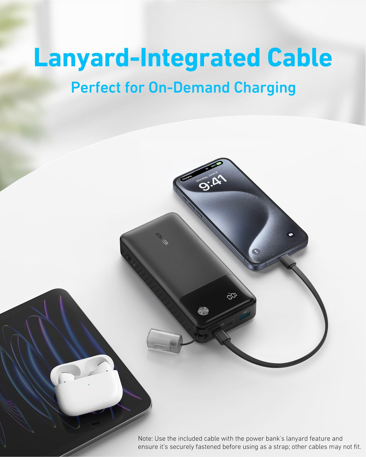 Portable Power Bank, 20000mAh, 30W Fast Charging, Digital Display, 2 USB-C & USB-A Ports