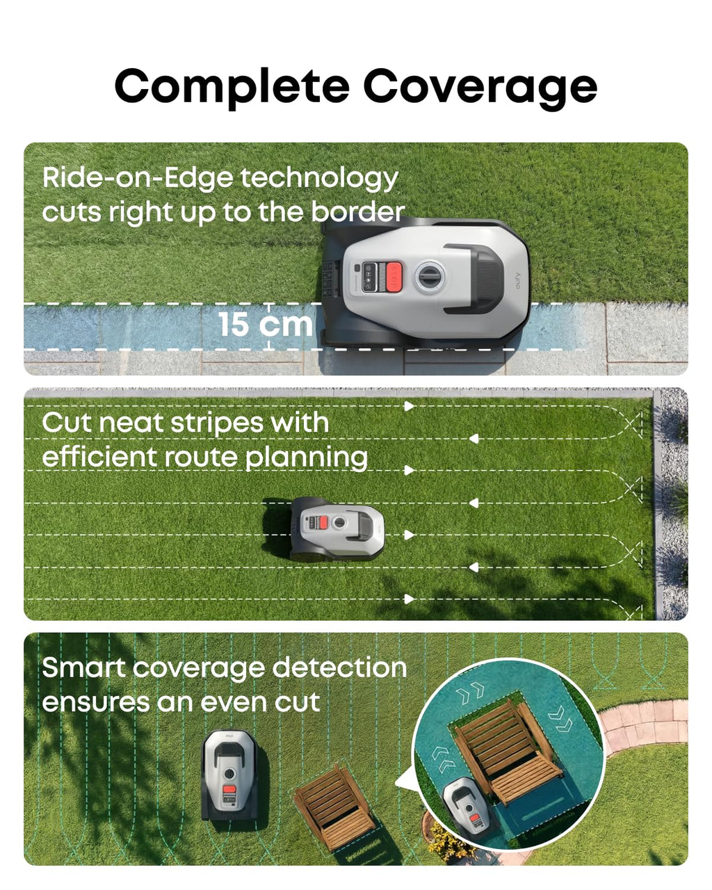 eufy Robot Lawn Mower, C15 without Boundary with Garage, 500 m² Coverage