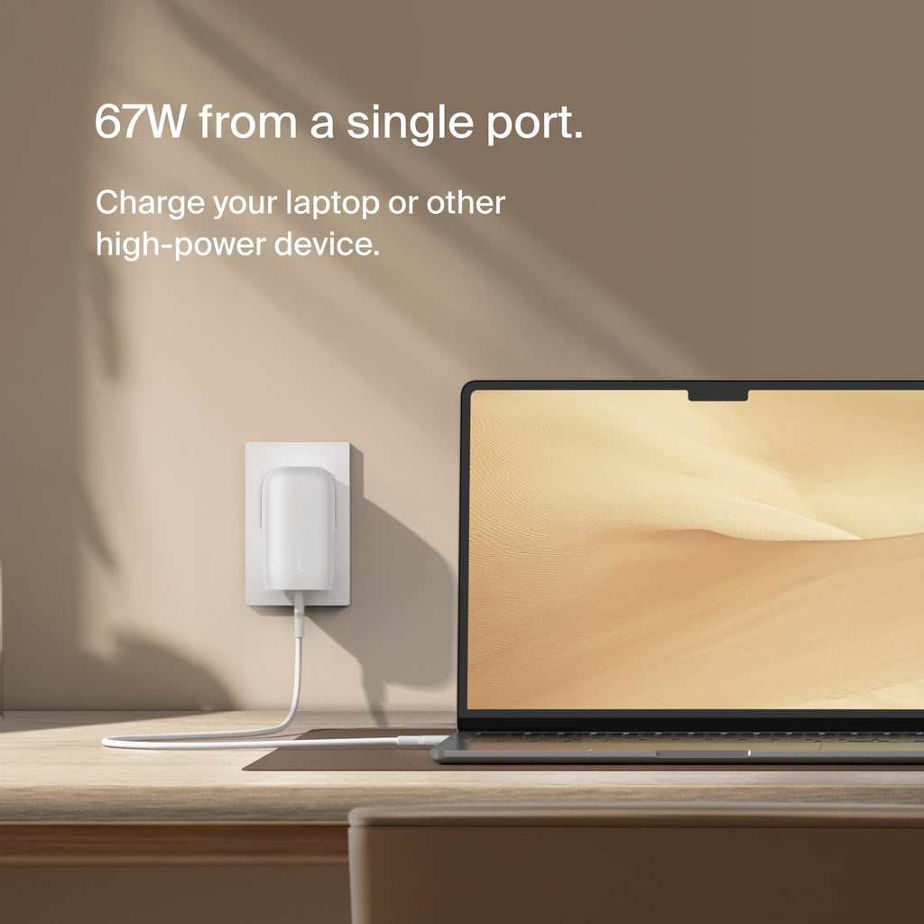 Belkin BoostCharge 3-Port USB-C Wall Charger with PPS 67W, PD 3.1 Enabled Fast Charging - iPhone 17, Air, Samsung Galaxy S25, Pixel 10, iPad, AirPods, Tablet, etc, USB-C to Type C cable included